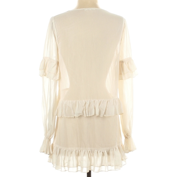 Tularosa Darla Ruffle Sheer Mini Dress Cloud Cream - Picture 5 of 9